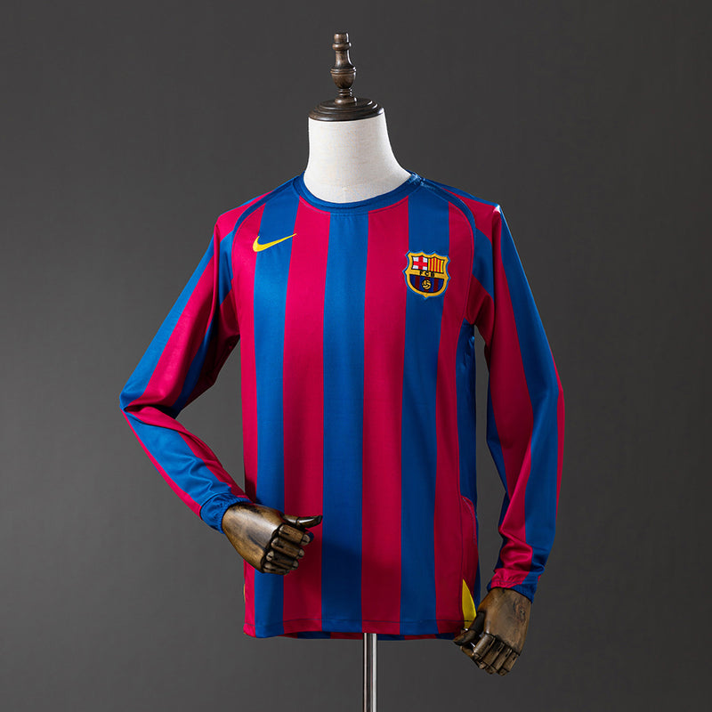 Barcelona Trikot 2005-06 Heim Retro Fußballtrikot Langarm