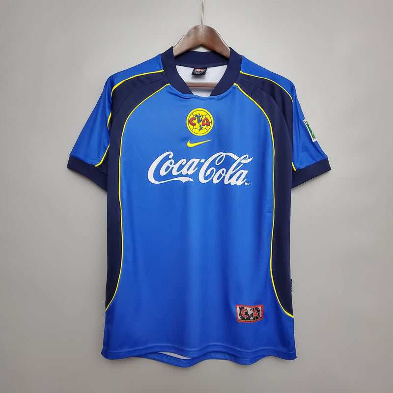Retro Club America Trikot 2001-02 Auswärts Blau Fußballtrikot