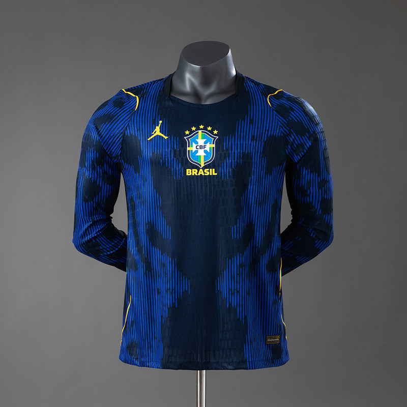 Spielerversion Brasilien Auswärtstrikot WM 2026 Langarm Fußballtrikot Fußballshirt