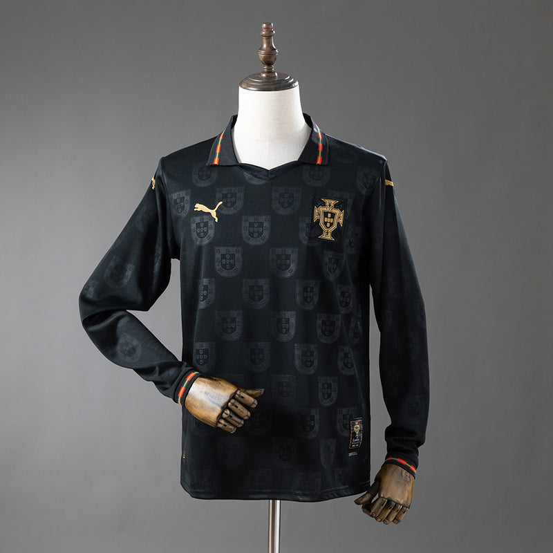 Portugal Schwarzes Trikot 25/26 Besonderes Fußballtrikot Langarm