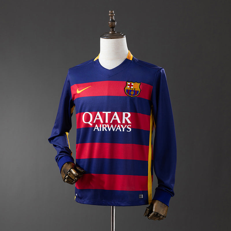 Barcelona Trikot 2015-16 Heim Retro Langarm