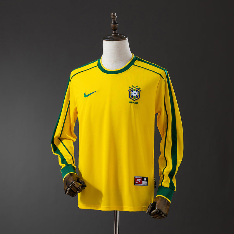 Brasilien Trikot 1998 Heim Retro Fußball Trikot Langarm
