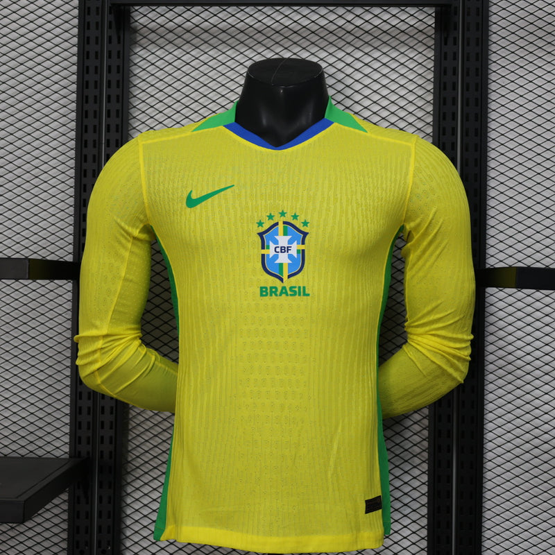 Spielerversion Brasilien Trikot 25/26 Heim Langarm Fußballtrikot