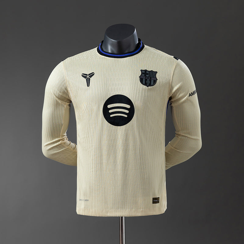 Barcelona Trikot 25/26 Auswärts Langarm Fußball Trikot Spielerversion