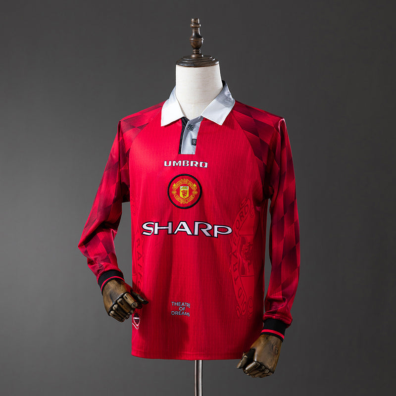 Man United Trikot 1996-98 Heim Retro Fußballtrikot Langarm