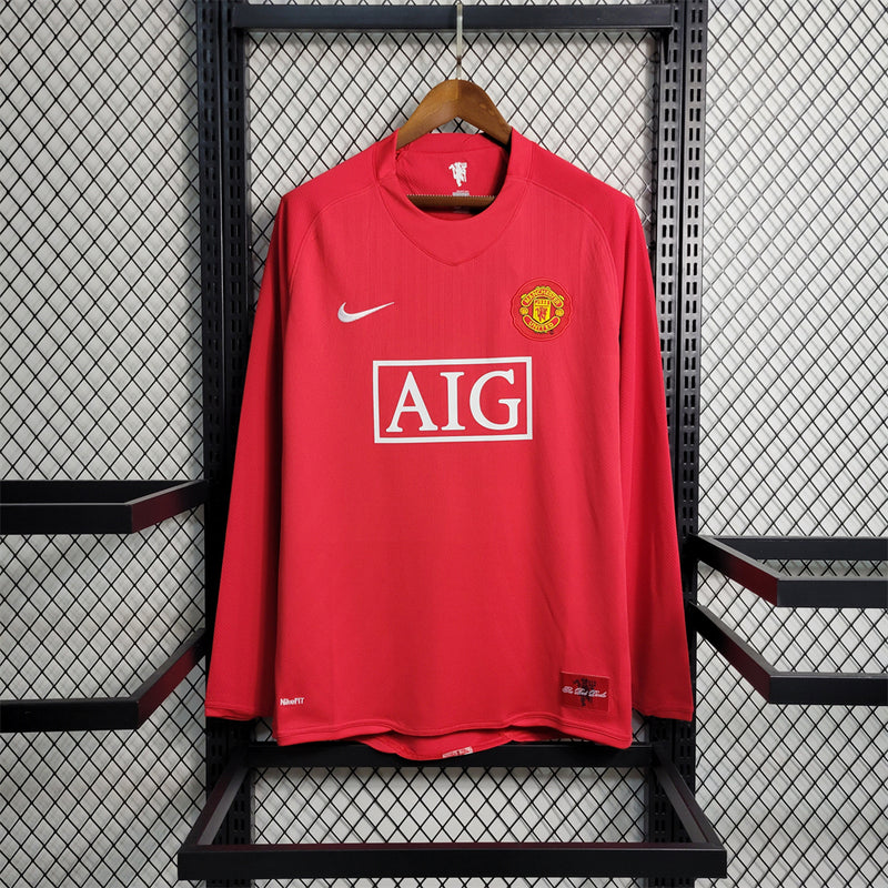 Man United Trikot Heim 2007/08 Retro Langarm Fußball Team Trikot