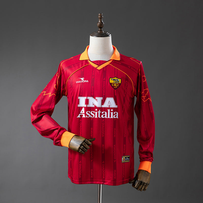 Rom Trikot 1999-00 Heim Retro Fußballtrikot Langarm