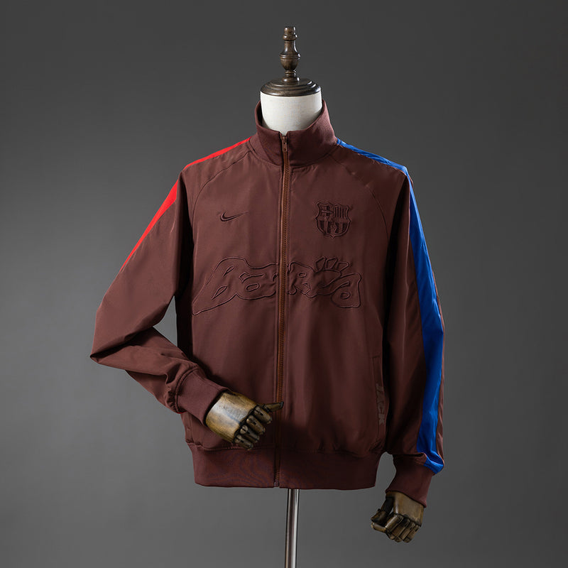 Barcelona x Travis Scott Windbreaker 2025/26 Braune Fußballjacke