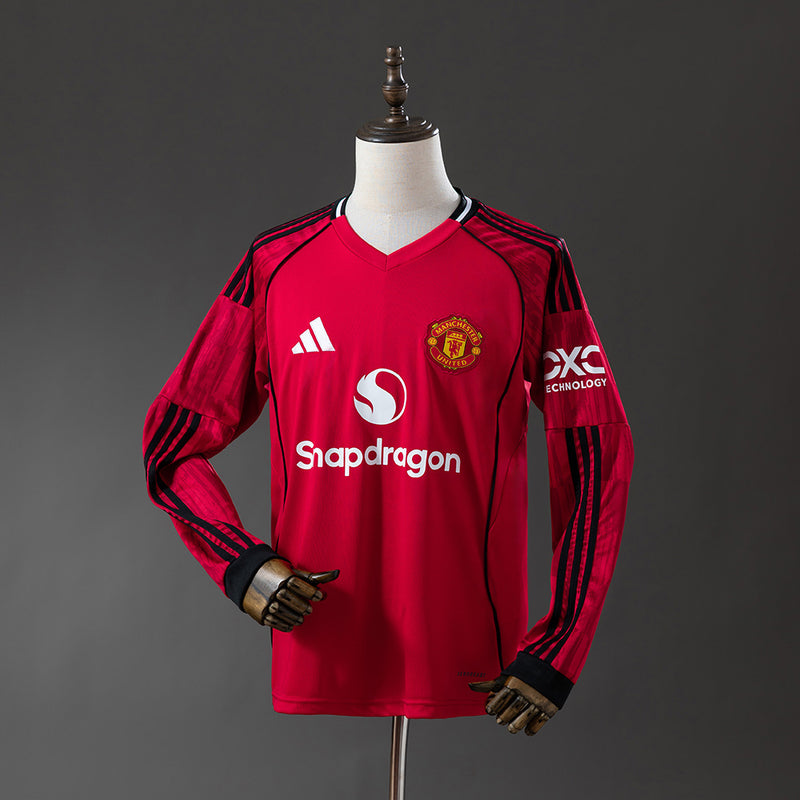 Man United Jersey 25/26 Home Football Kit Long Sleeves