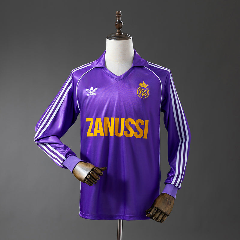 Real Madrid Trikot 1984-85 Auswärts Retro Fußballtrikot Langarm