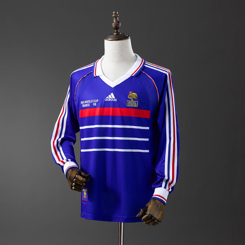 Frankreich Trikot 1998 Heim Retro Fußballtrikot Langarm
