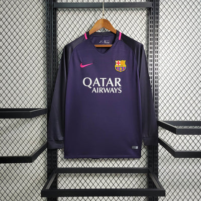 Barcelona Auswärtstrikot 16/17 Retro Langarm Fußballmannschaft Fußballtrikot