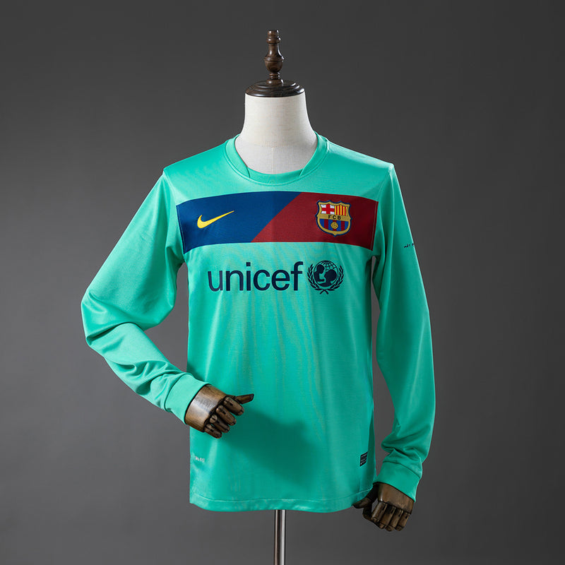 Barcelona Trikot 2010-11 Auswärts Retro Fußballtrikot Langarm