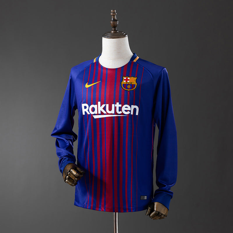 Barcelona Trikot 2017-18 Heim Retro Fußballtrikot Langarm