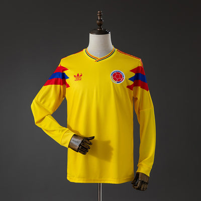 Kolumbien Originals Heimtrikot 1990 Retro Langarm Fußball-Trikot