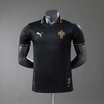 Spielerversion Portugal Schwarzes Trikot 2025/26 Heimtrikot Fußballtrikot