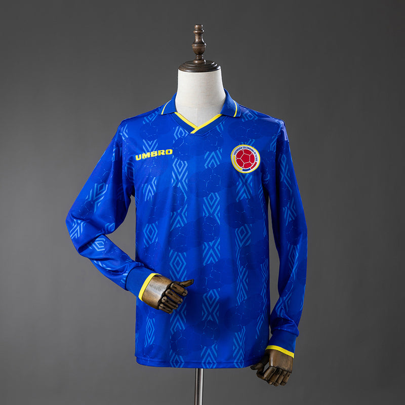 Kolumbien Auswärtstrikot 1994 Retro Langarm Fußballtrikot Fußballhemd