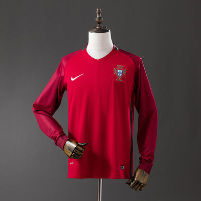 Portugal Trikot 2016 Home Retro Fußball-Trikot Langarm
