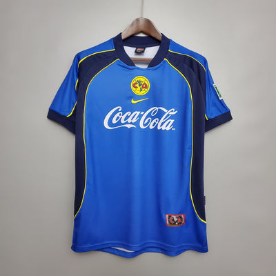 Retro Club America Trikot 2001-02 Auswärts Blau Fußballtrikot