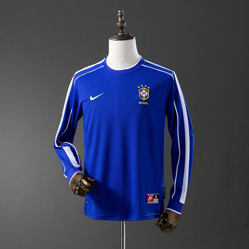 Brasilien Trikot 1998 Auswärts Retro Fußballtrikot Langarm