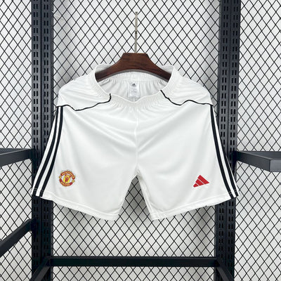Man United Shorts 25/26 Heim Weiß Fußballtrikot Fußballshorts