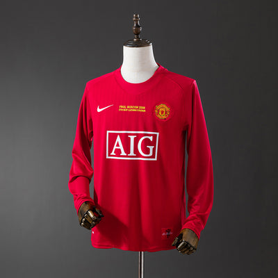 Man United Trikot 2007/08 Heim Retro Fußballtrikot Langarm