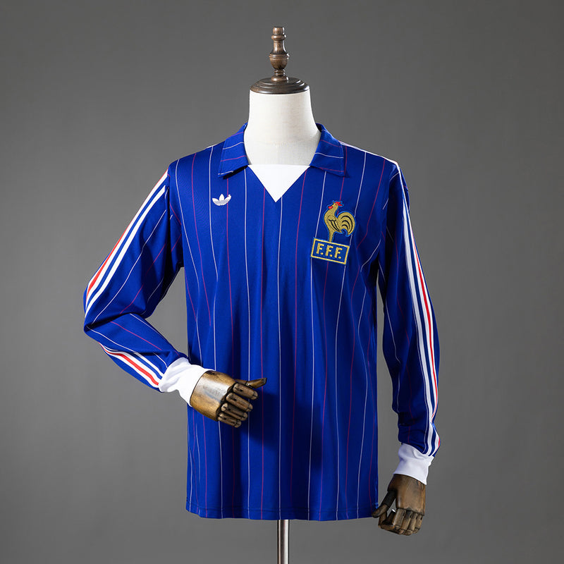 Retro Frankreich Heimtrikot 1980-1982 Langarm Fußball Trikot