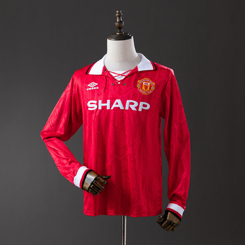 Man United Trikot 1992-94 Heim Retro Fußballtrikot Langarm
