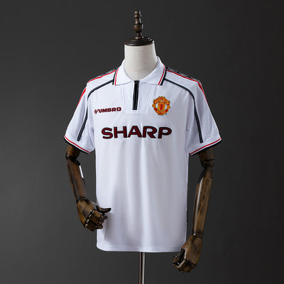 Man United Trikot1998-99 Heim Weiß Retro Fußballtrikot