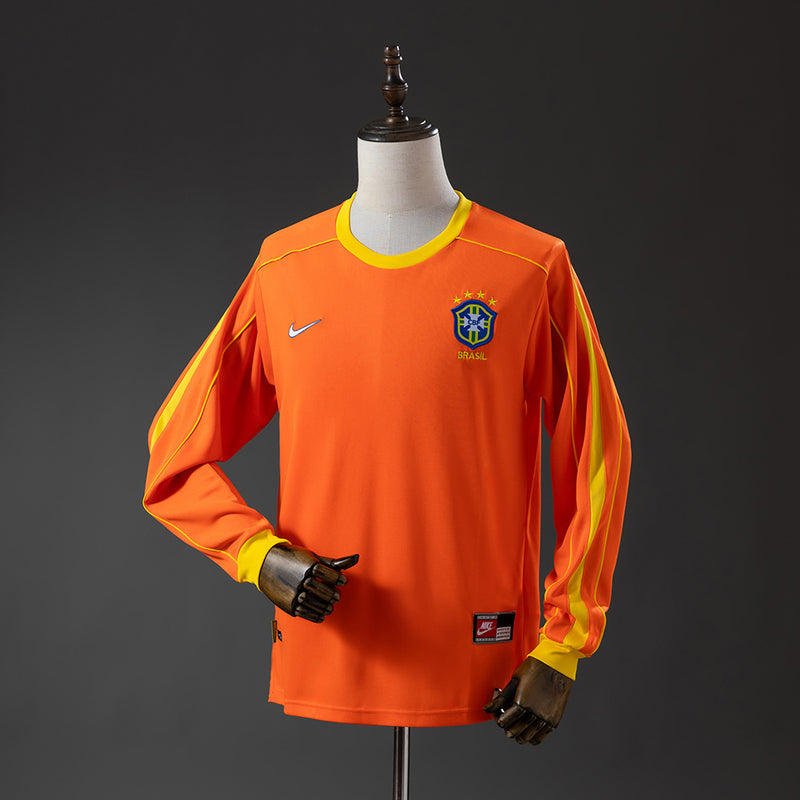 Brasilien Trikot 1998 Torwart Retro Fußballtrikot Langarm