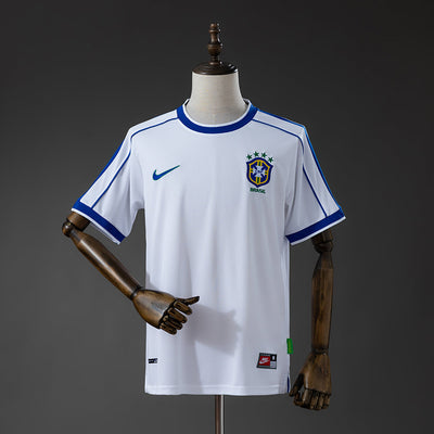 Brazil Away Jersey 1998 White Retro Football Kit Soccer Shirt