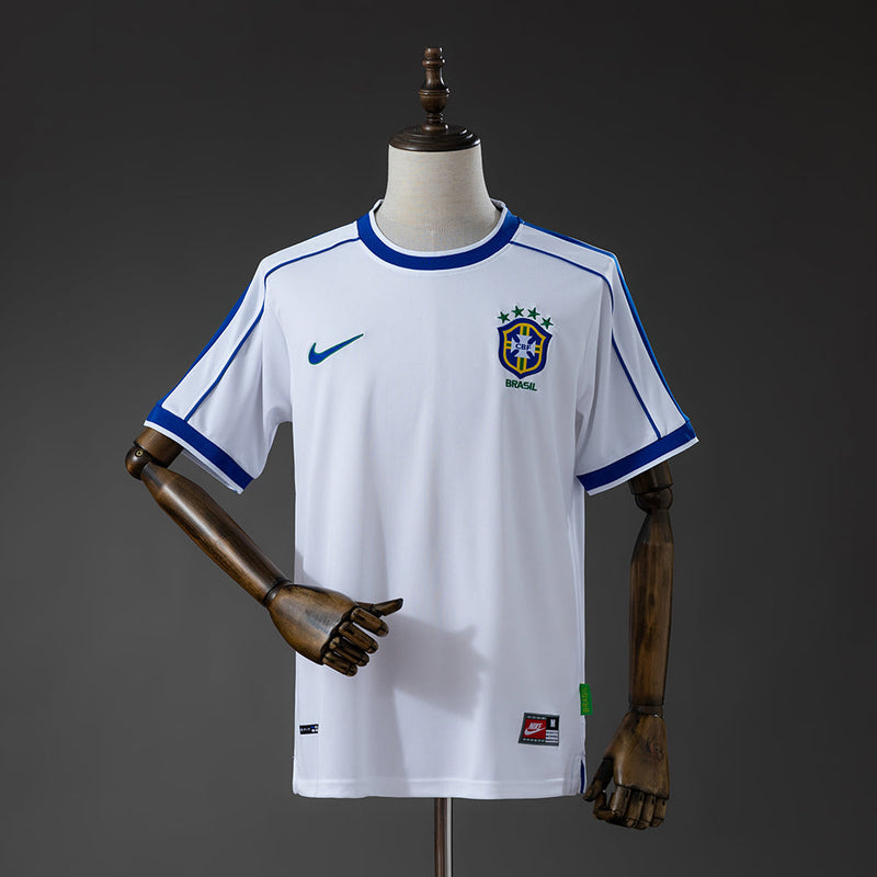 Brazil Away Jersey 1998 White Retro Football Kit Soccer Shirt