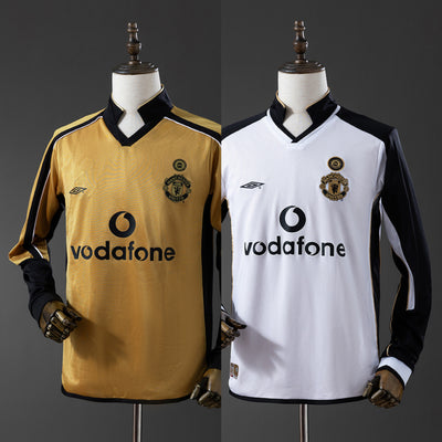 Man United Trikot 2001-02 Doppelseitiges Retro-Fußballtrikot Langarm