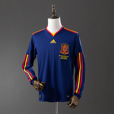 Spanien Trikot 2010 Auswärts Retro Fußballtrikot Langarm