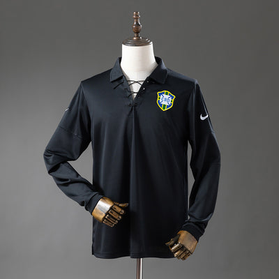 Brasilien Trikot 2004 Schwarz Retro Fußball Trikot Langarm