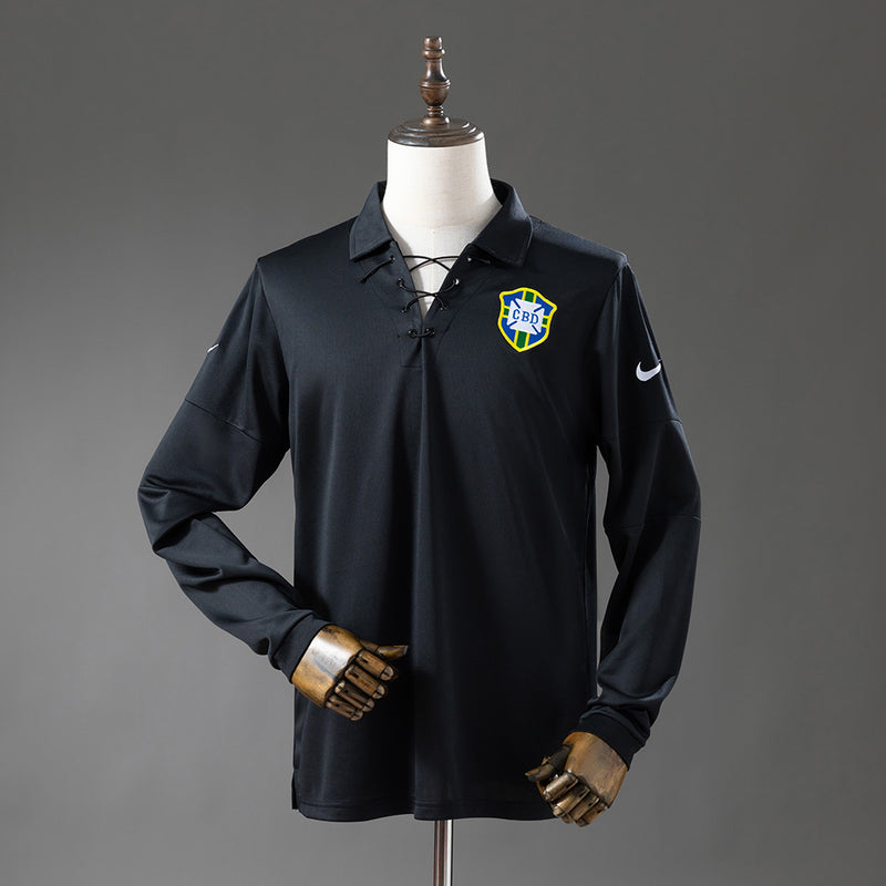 Brasilien Trikot 2004 Schwarz Retro Fußball Trikot Langarm