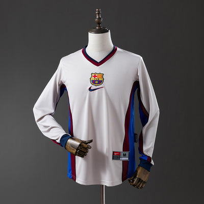 Barcelona Trikot 1998-01 Auswärts Retro Fußballtrikot Langarm
