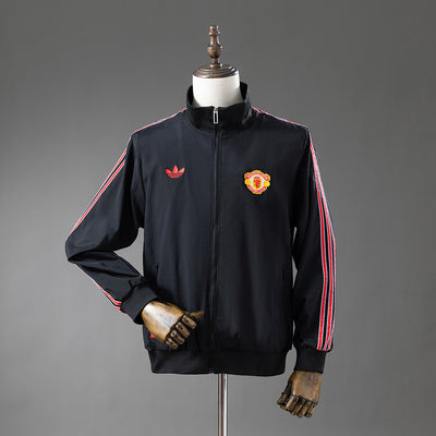 Manchester United Windbreaker 2025-26 Schwarz Fußball-Trainingsjacke