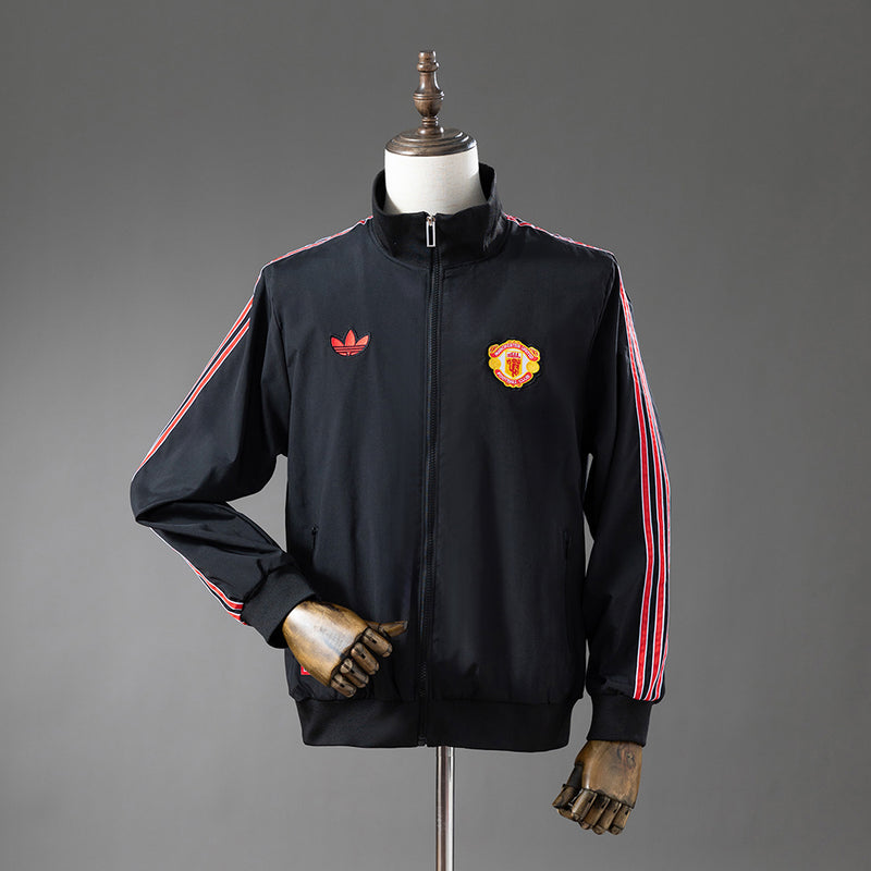 Manchester United Windbreaker 2025-26 Schwarz Fußball-Trainingsjacke