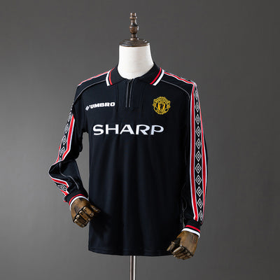 Man United Trikot 1998-99 Heim Schwarz Retro Kit Langarm