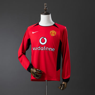 Man United Trikot 2002-04 Heim Retro Fußballtrikot Langarm