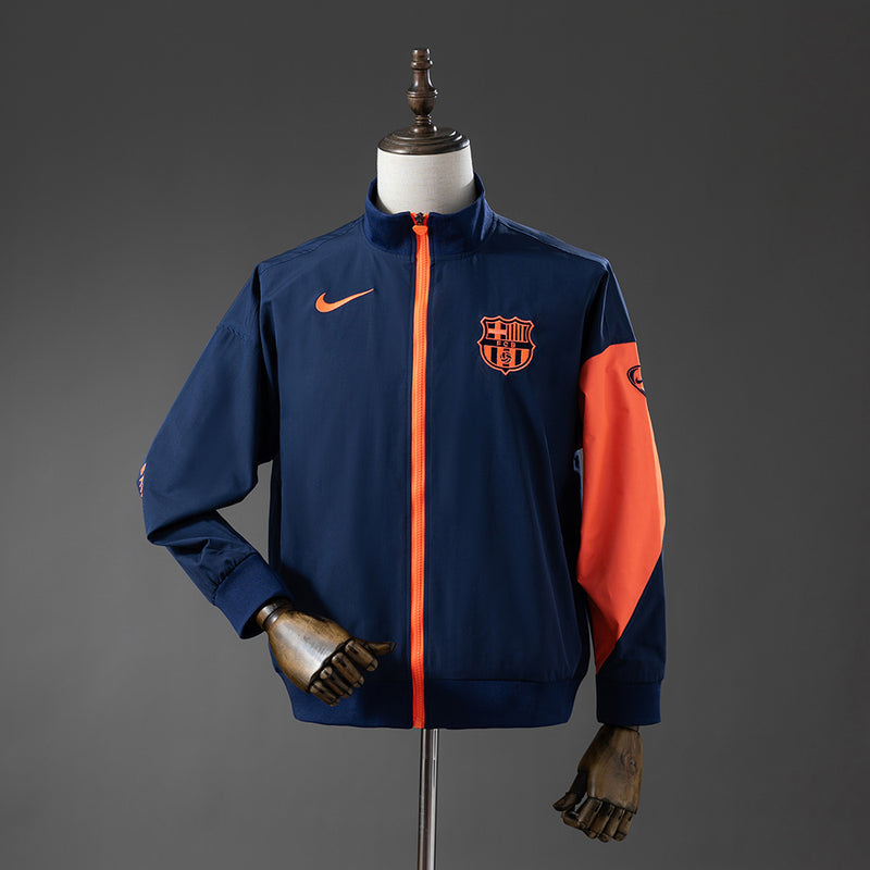 Barcelona Windbreaker 2025/26 Marineblau & Orange Fußballjacke