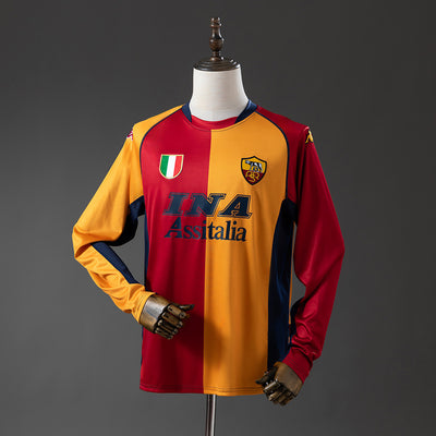 Rom Trikot 2001-02 Heim Retro Fußball Trikot Langarm