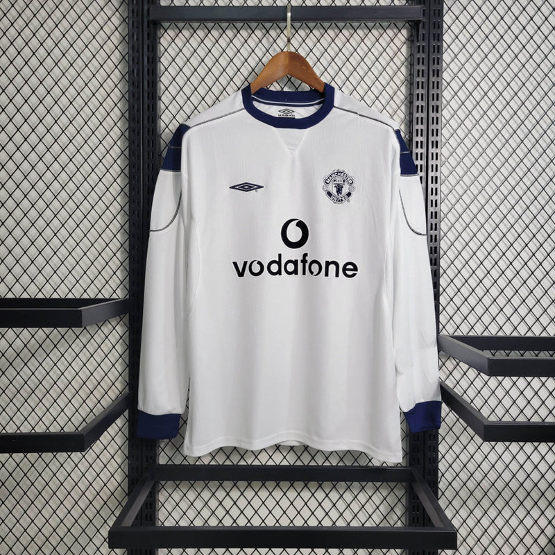 Man United Auswärtstrikot 99/00 Retro Langarm Fußballteam-Trikot