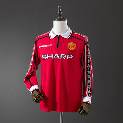 Man United Trikot 1998-99 Heim Retro-Fußballtrikot Langarm