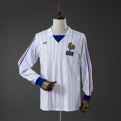 Retro Frankreich Auswärtstrikot 1980-1982 Langarm-Fußballtrikot