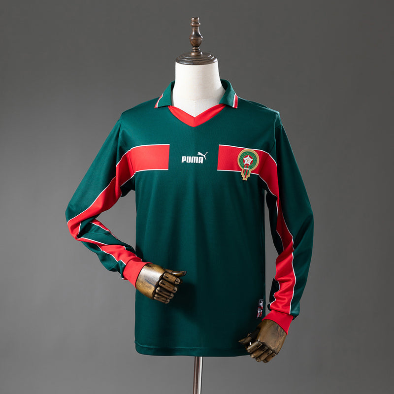 Marokko Trikot 1998 Heim Retro Fußballtrikot Langarm