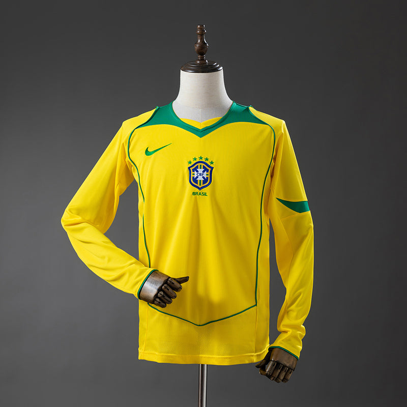 Brazil Jersey 2004 Home Retro Football Kit Long Sleeves