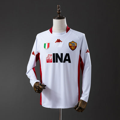 Rom Trikot 2001-02 Auswärts Retro Fußballtrikot Langarm