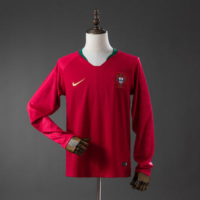 Portugal Heimtrikot 2018 Langarm Retro Fußballtrikot Fußballshirt